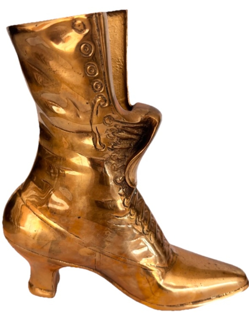 Victorian Vintage Brass Boot Planter Shelf Decor MCM Hollywood Regency Art Deco